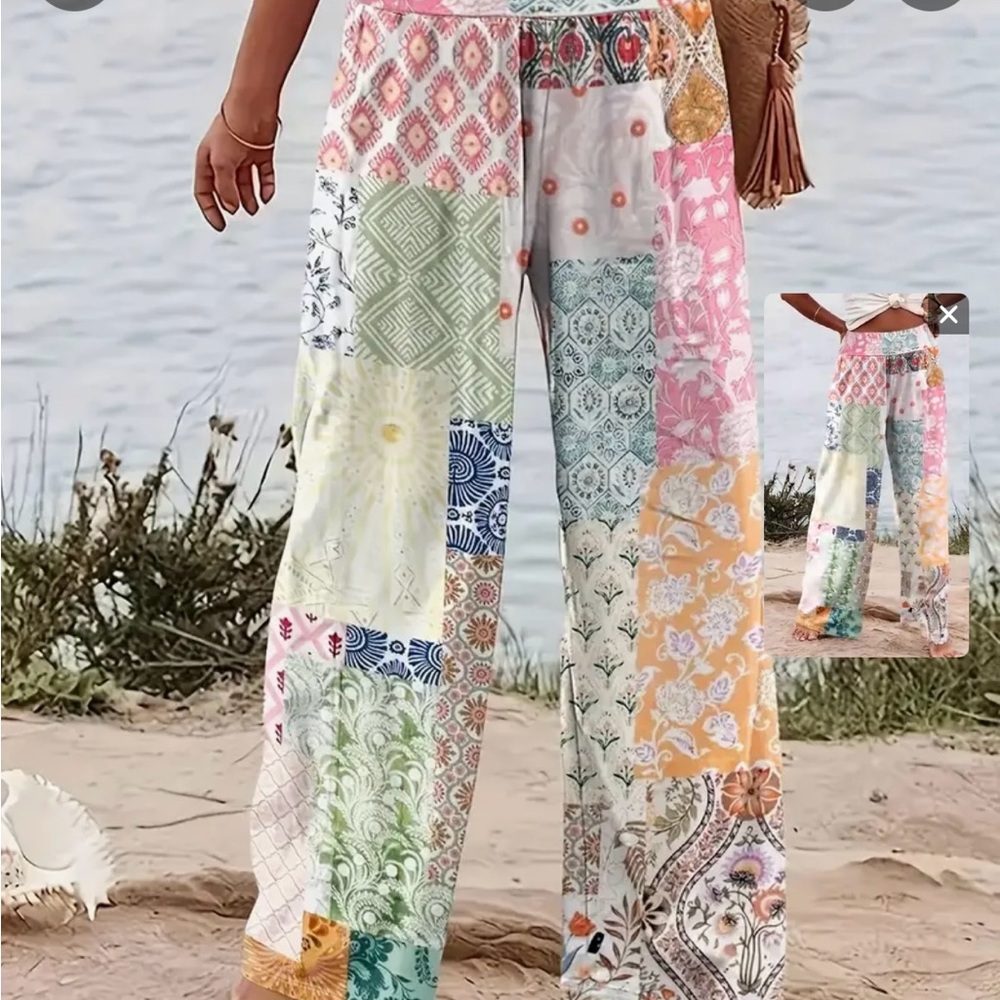Colorful Patchwork Pattern Pants - Picture 4 of 4